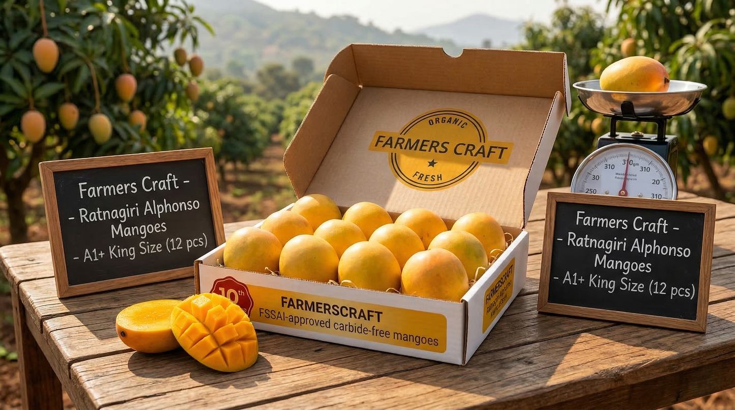 Ratnagiri Alphonso Mangoes (A1+ King Size) 300-320gm, 12pcs